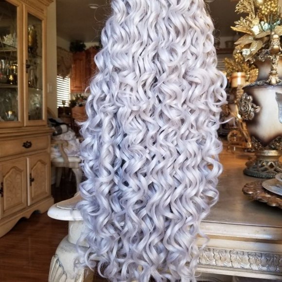 White Gray Beauty Lace Front Wig Amazon.com : BLL Silver Lace Front Wig, 30 Inch Gray  main image 2